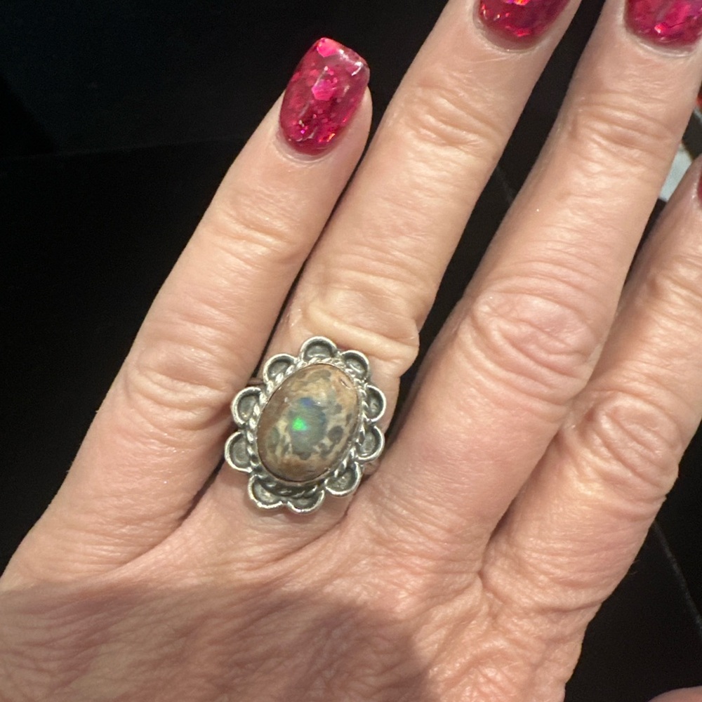 Vintage Mexico Sterling Silver Ring with Cantera/Leopard Opal - Picture 3 of 7